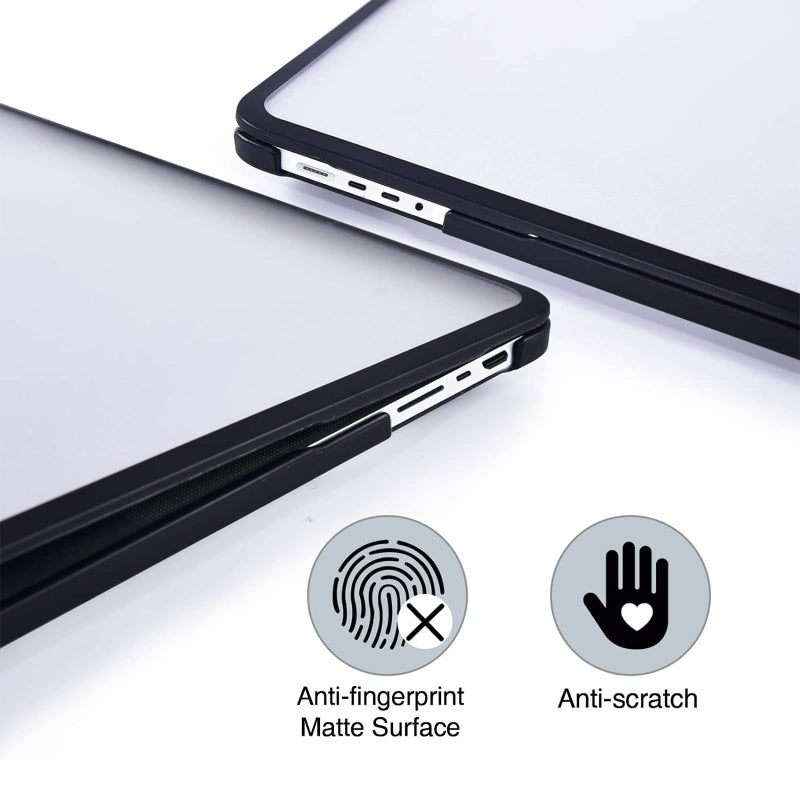 BlueSwan Anti-Cracking Hard Shell Case Compatible with MacBook Pro 14-inch 2024-2021 Release M3 M2 M1  Anti-Fingerprint Soft TPU Bumper  Frosted Clear - Image 4